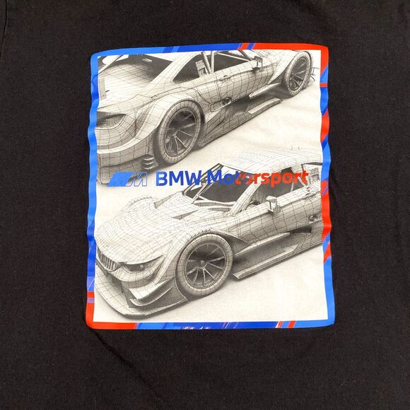 Puma x BMW Motorsport Mens Medium Graphic Print Slim Fit Racing Black Shirt - Picture 3 of 7
